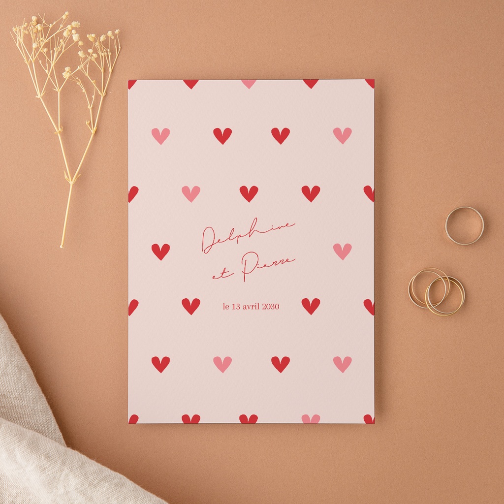 Échantillon Faire-part De Mariage Livret - Format 14.7x14.7 Cm - Papier Mat 250g - Lys Argent, Style Champêtre