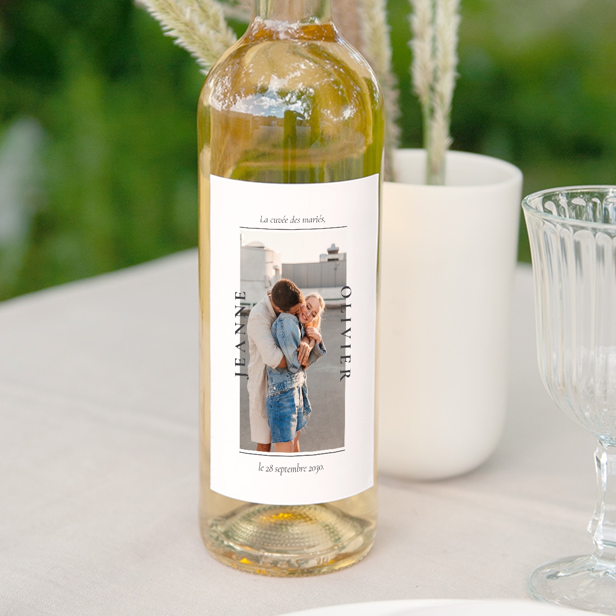 Etiquette bouteille mariage Ligne et Typo, 8 x 13 cm | Satisfait ou ...
