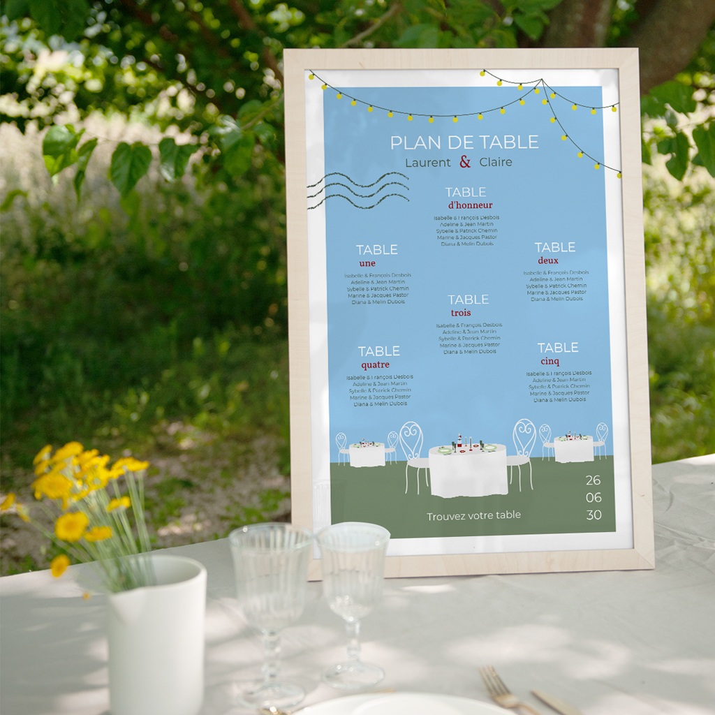 Plan de table mariage Jardin d'Amour