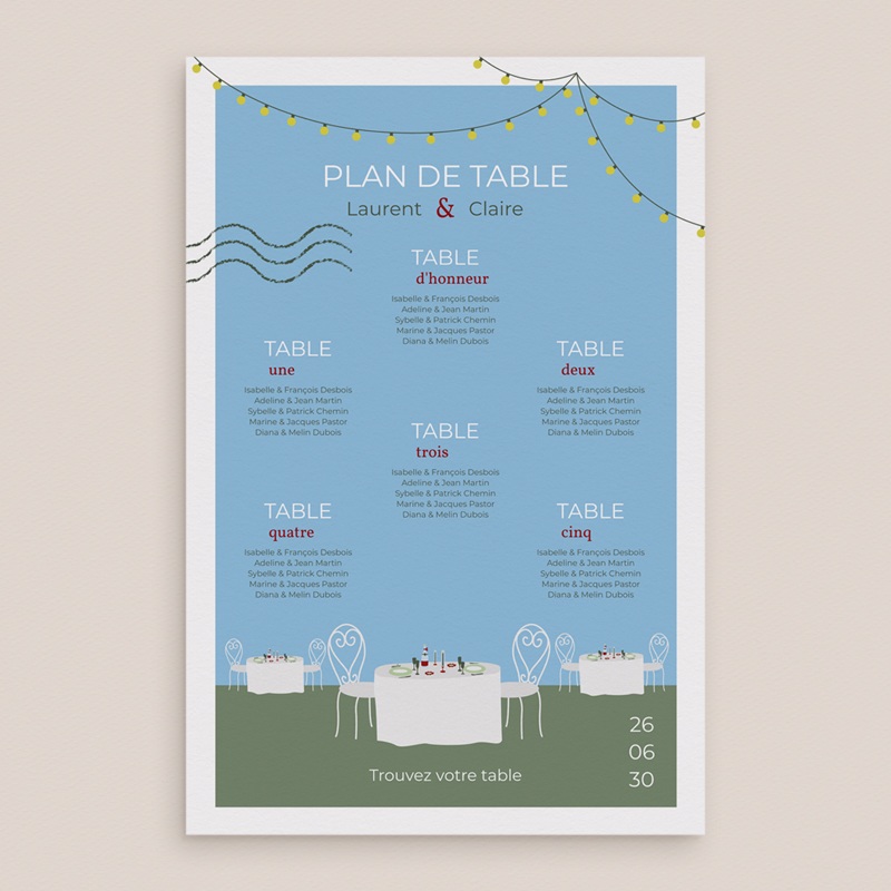 Plan de table mariage Jardin d'Amour pas cher