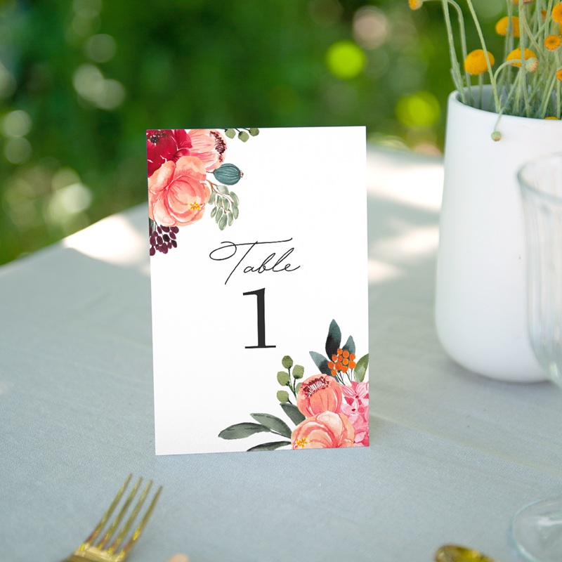 Marque table mariage Joie fleurie