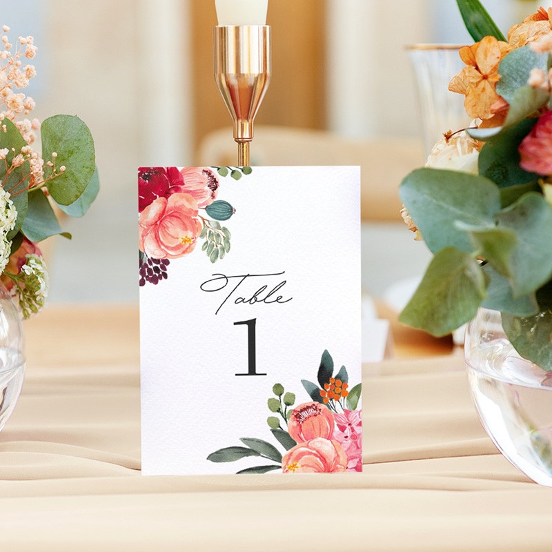 Marque table mariage Joie fleurie