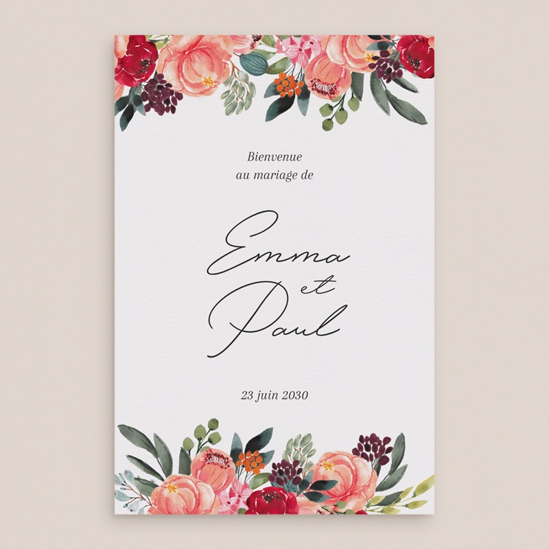 Panneau de bienvenue mariage Joie fleurie pas cher