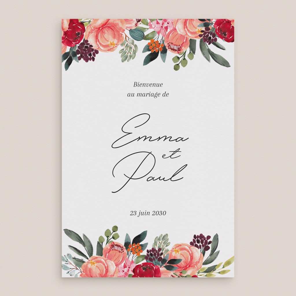 Panneau de bienvenue mariage Joie fleurie pas cher