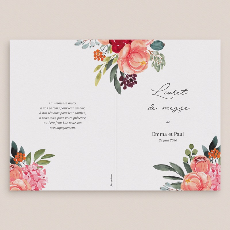Livret de messe mariage Joie fleurie gratuit