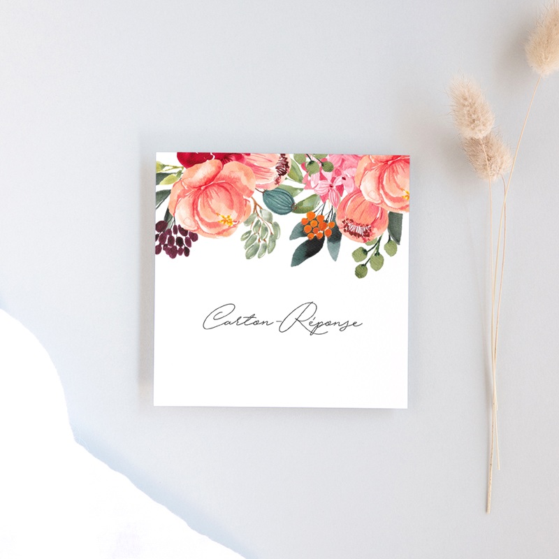 Carton réponse mariage Joie fleurie
