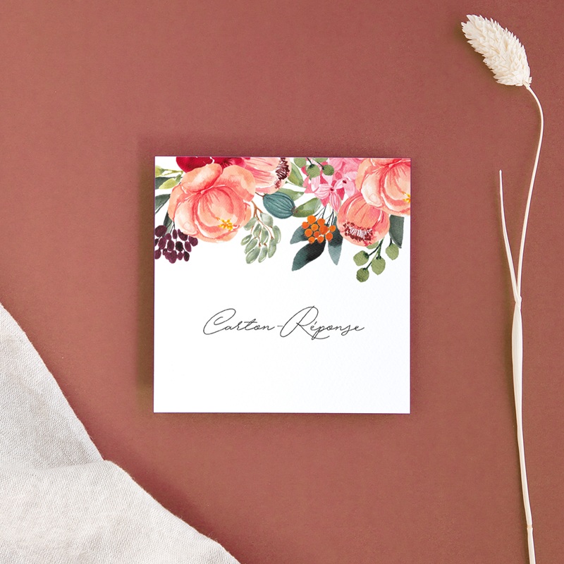 Carton réponse mariage Joie fleurie