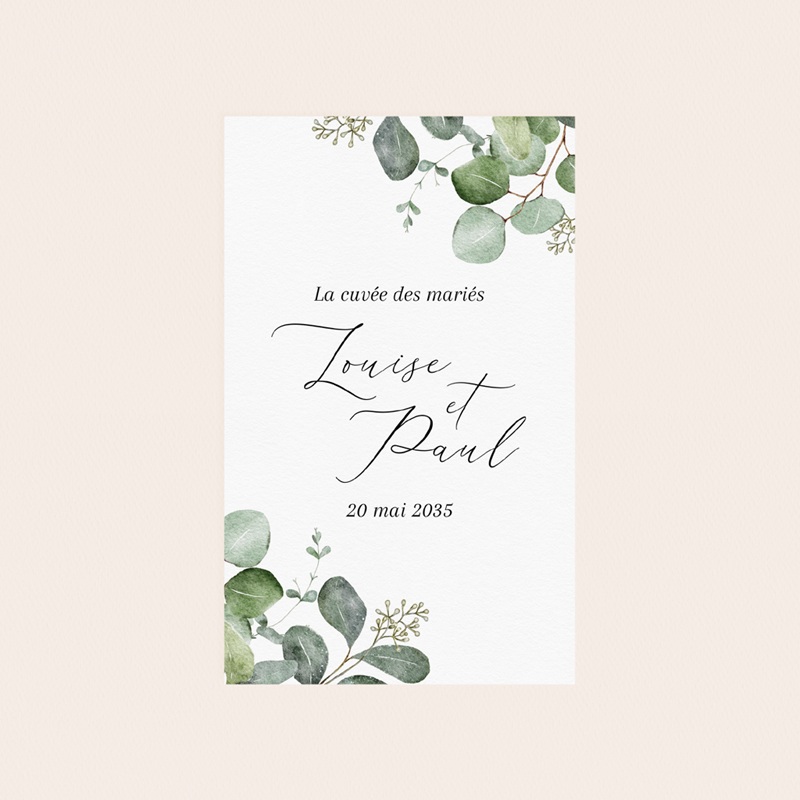 Etiquette bouteille mariage Alliance Végétale pas cher