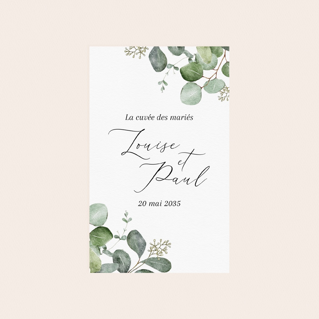 Etiquette bouteille mariage Alliance Végétale pas cher