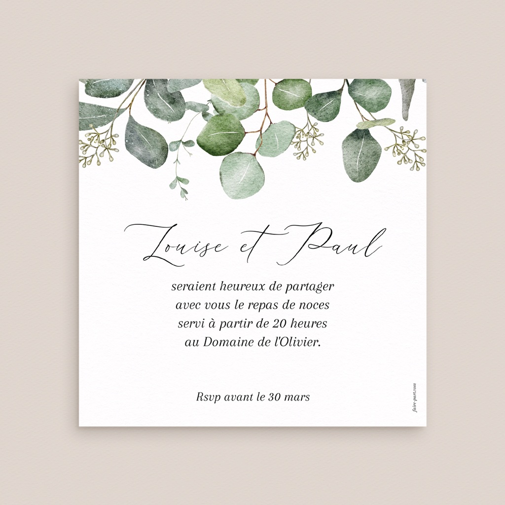 Carte d'invitation mariage Alliance Végétale pas cher