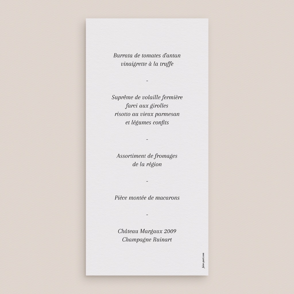 Menu mariage Alliance Végétale pas cher