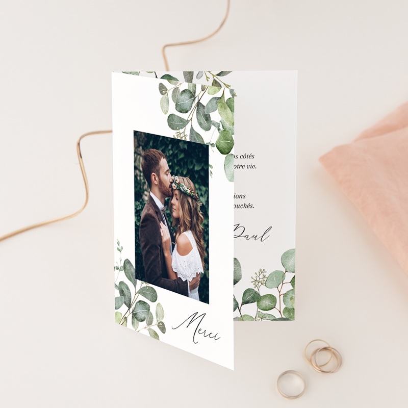 Carte de remerciement mariage Alliance Végétale