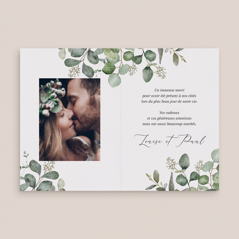 Carte de remerciement mariage Alliance Végétale pas cher