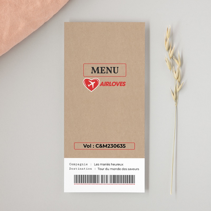 Menu mariage Airloves