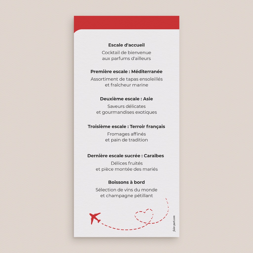 Menu mariage Airloves pas cher