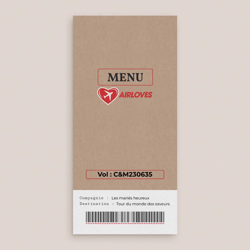 Menu mariage Airloves gratuit