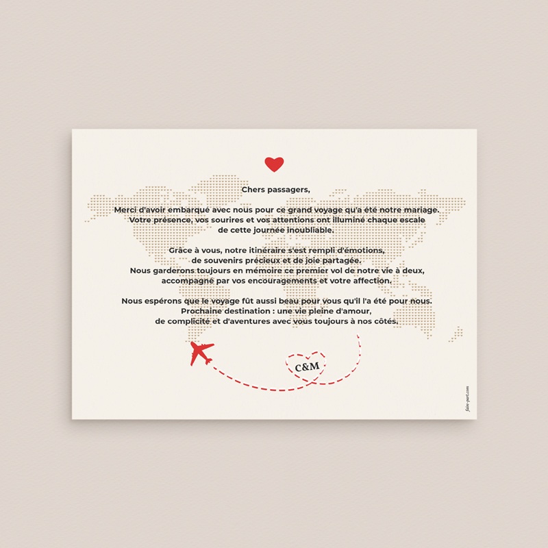 Carte de remerciement mariage Airloves pas cher