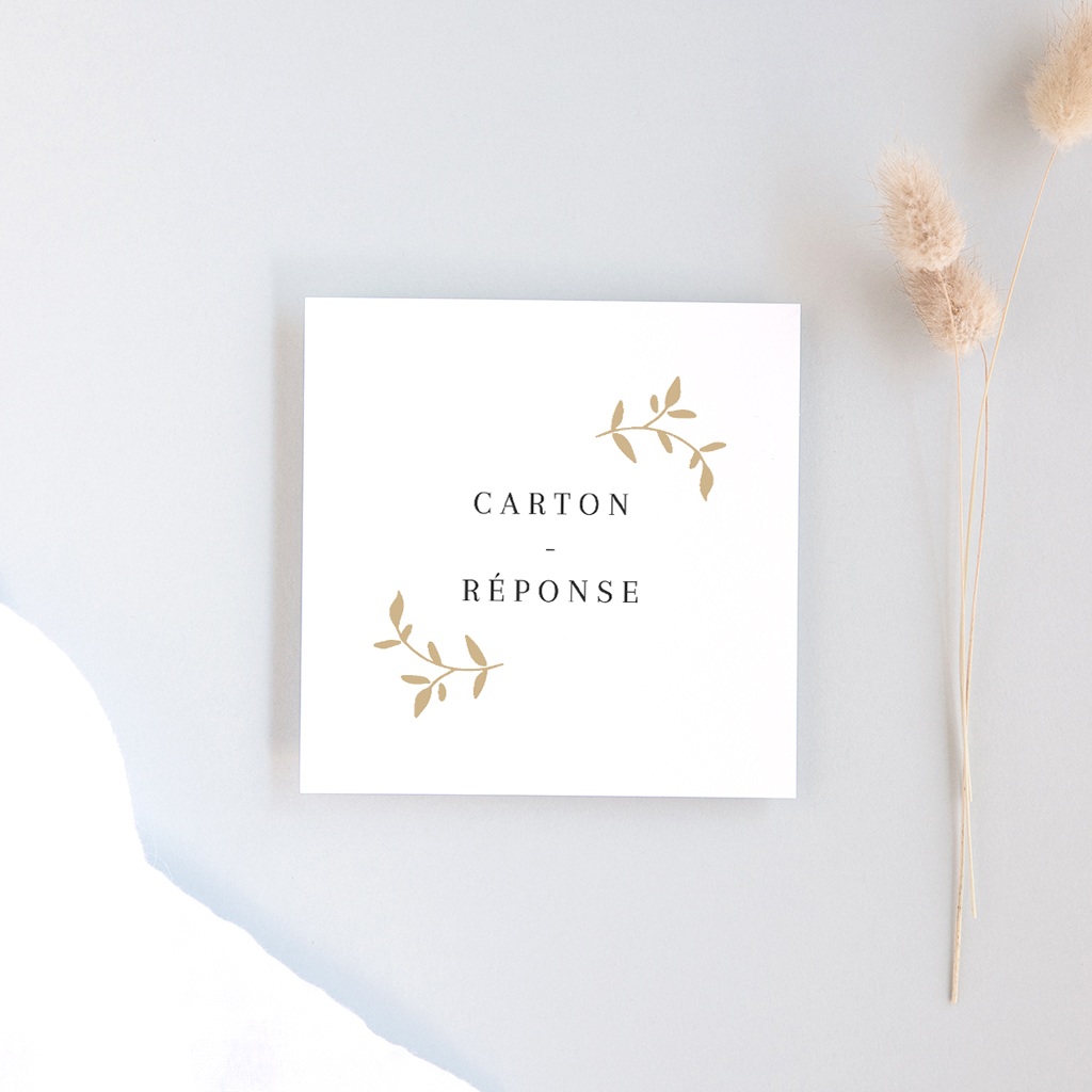 Carton réponse mariage Élégance Dorée