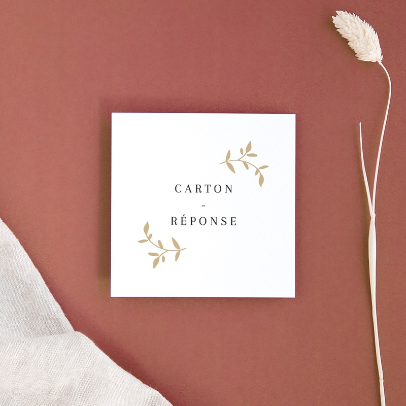 Carton réponse mariage Élégance Dorée