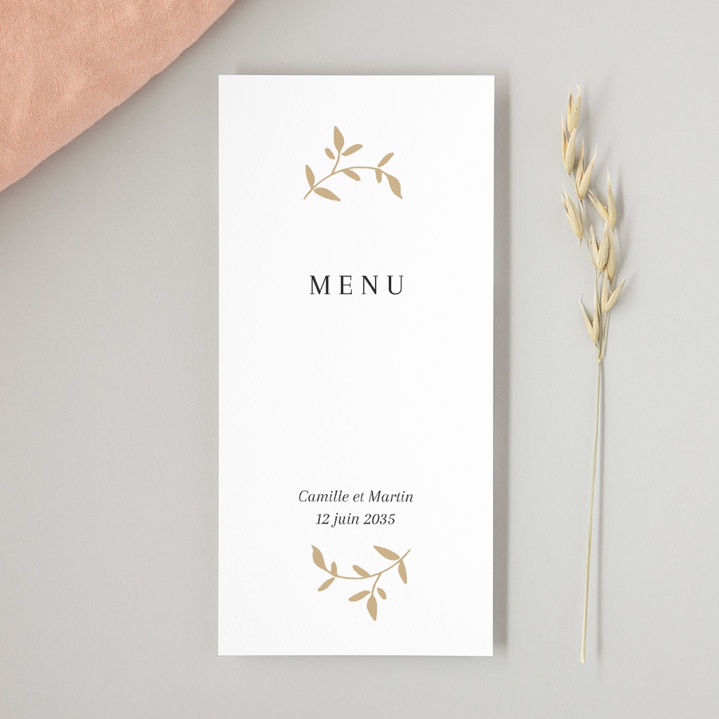 Menu mariage Élégance Dorée