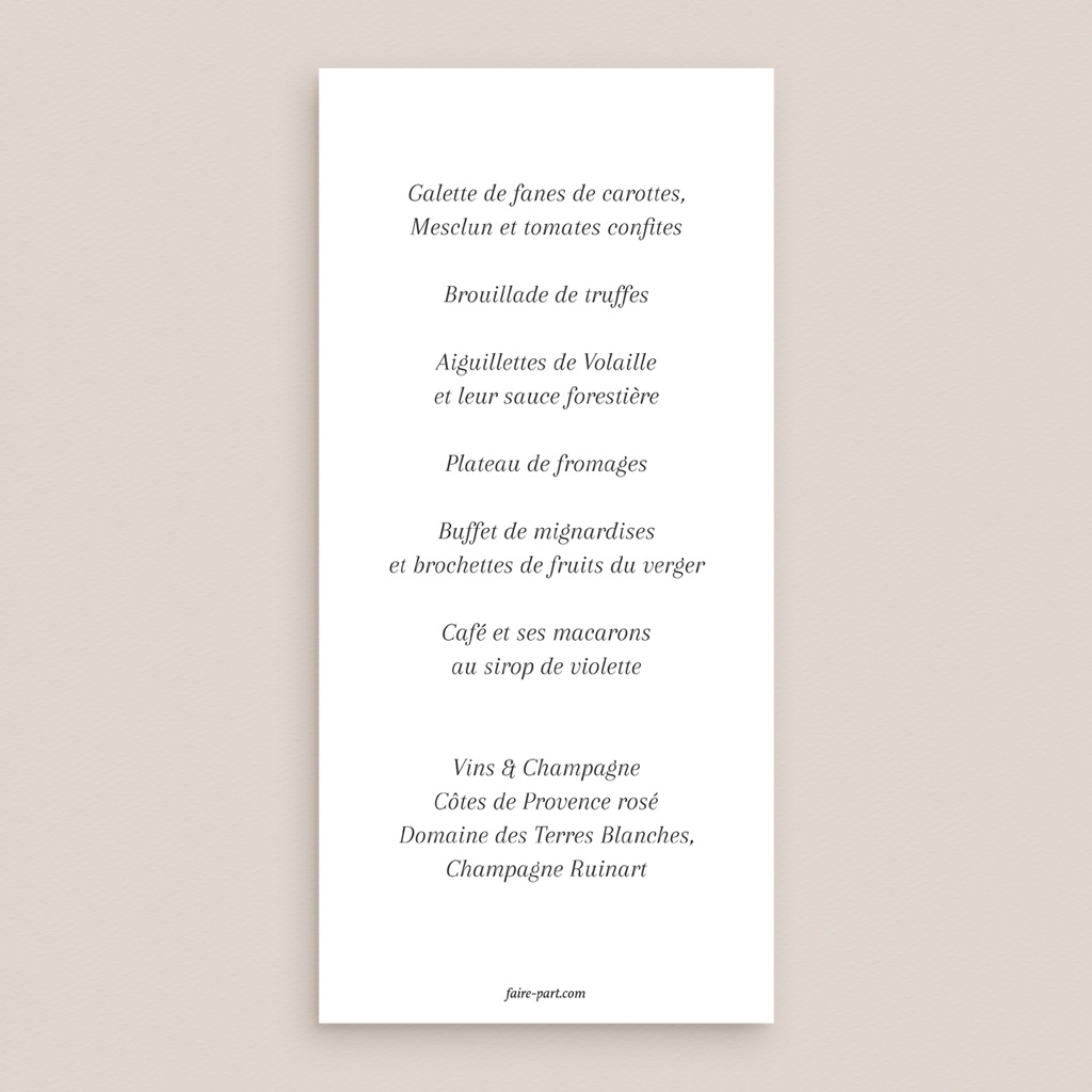 Menu mariage Élégance Dorée pas cher