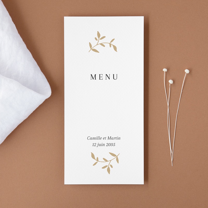 Menu mariage Élégance Dorée