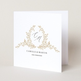 Carte de remerciement mariage Élégance Dorée pas cher