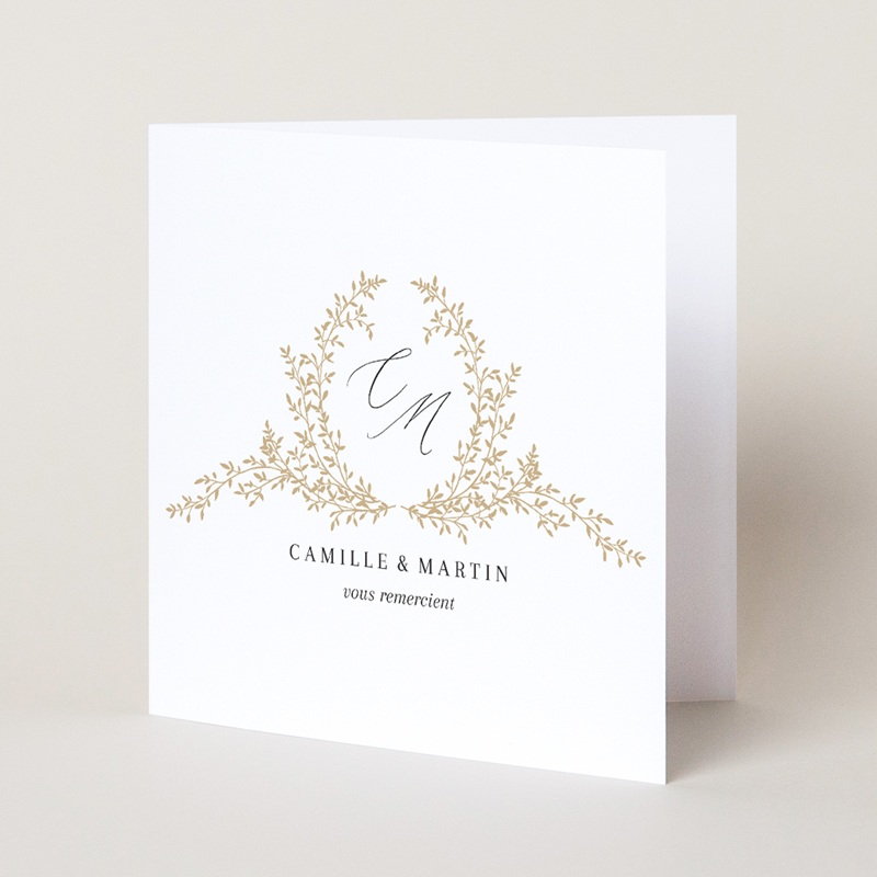 Carte de remerciement mariage Élégance Dorée pas cher