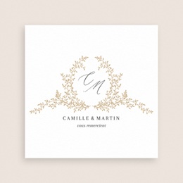 Carte de remerciement mariage Élégance Dorée gratuit