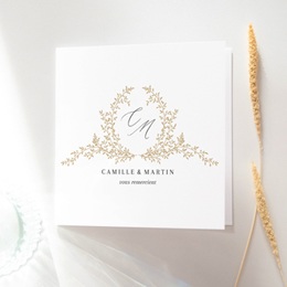 Carte de remerciement mariage Élégance Dorée