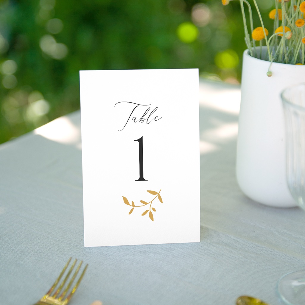 Marque table mariage Élégance Dorée