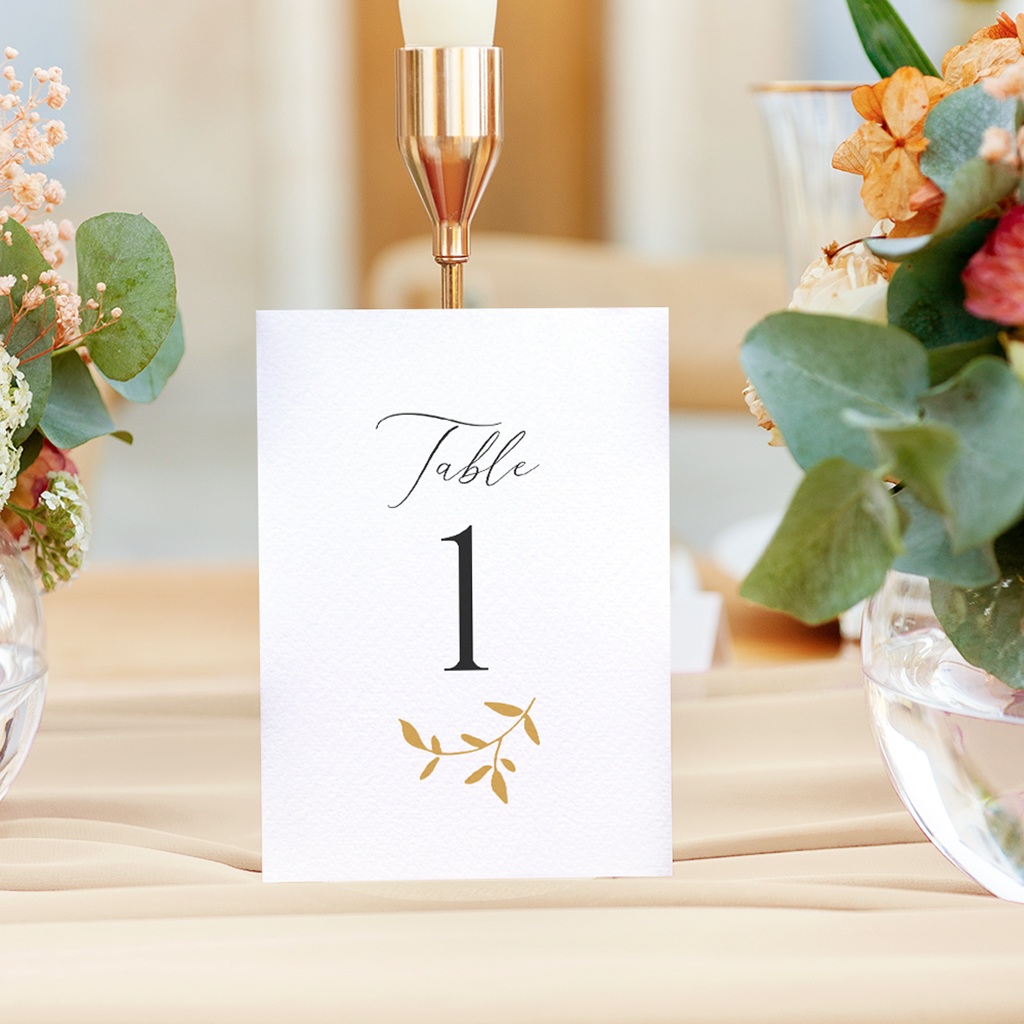 Marque table mariage Élégance Dorée