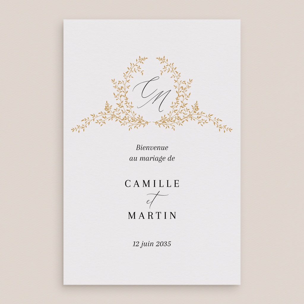 Panneau de bienvenue mariage Élégance Dorée pas cher