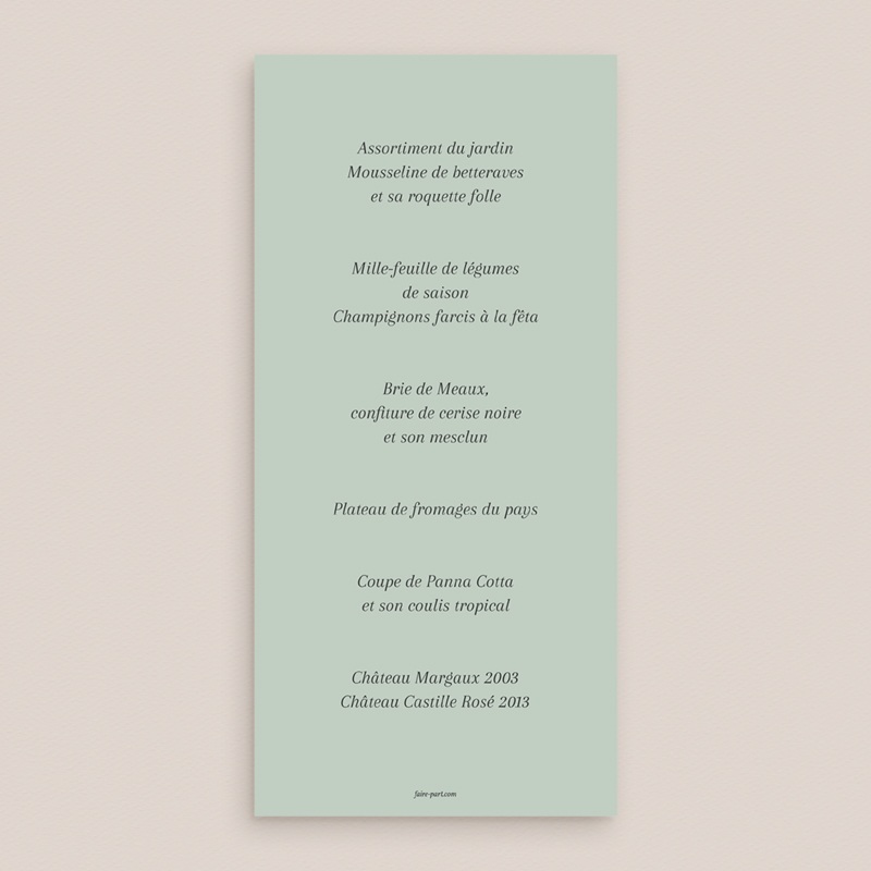 Menu mariage Rameaux d’Amour pas cher