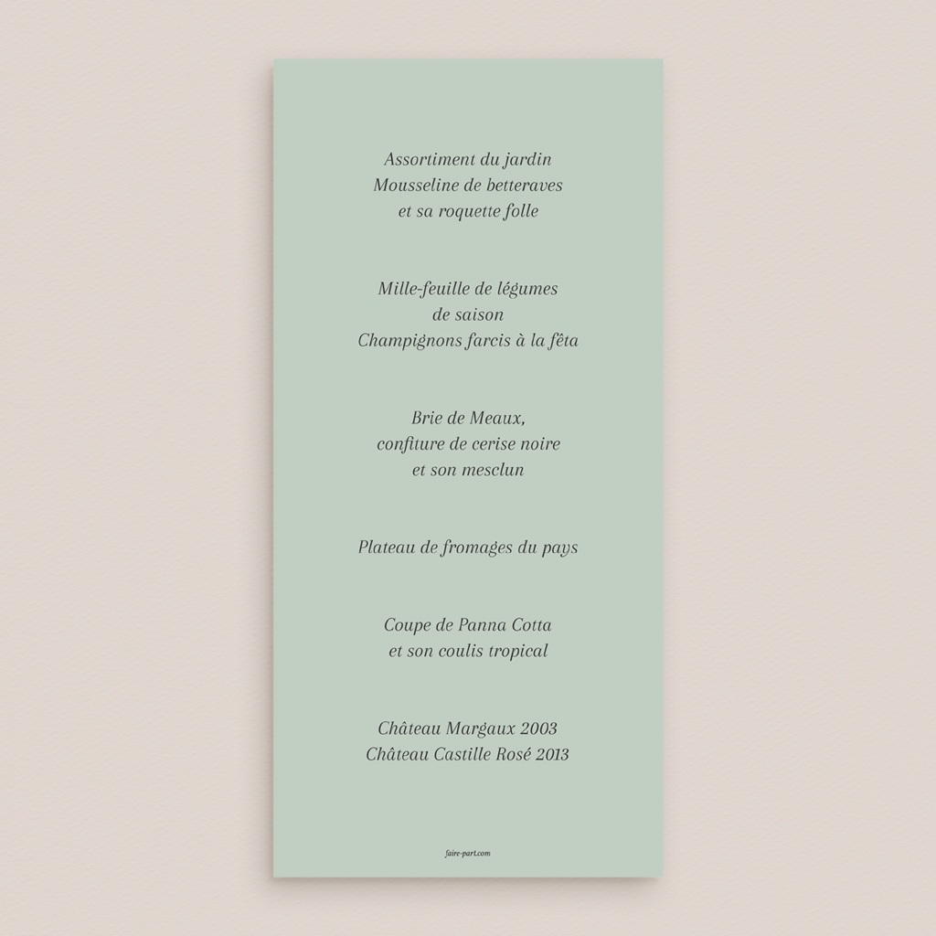 Menu mariage Rameaux d’Amour pas cher