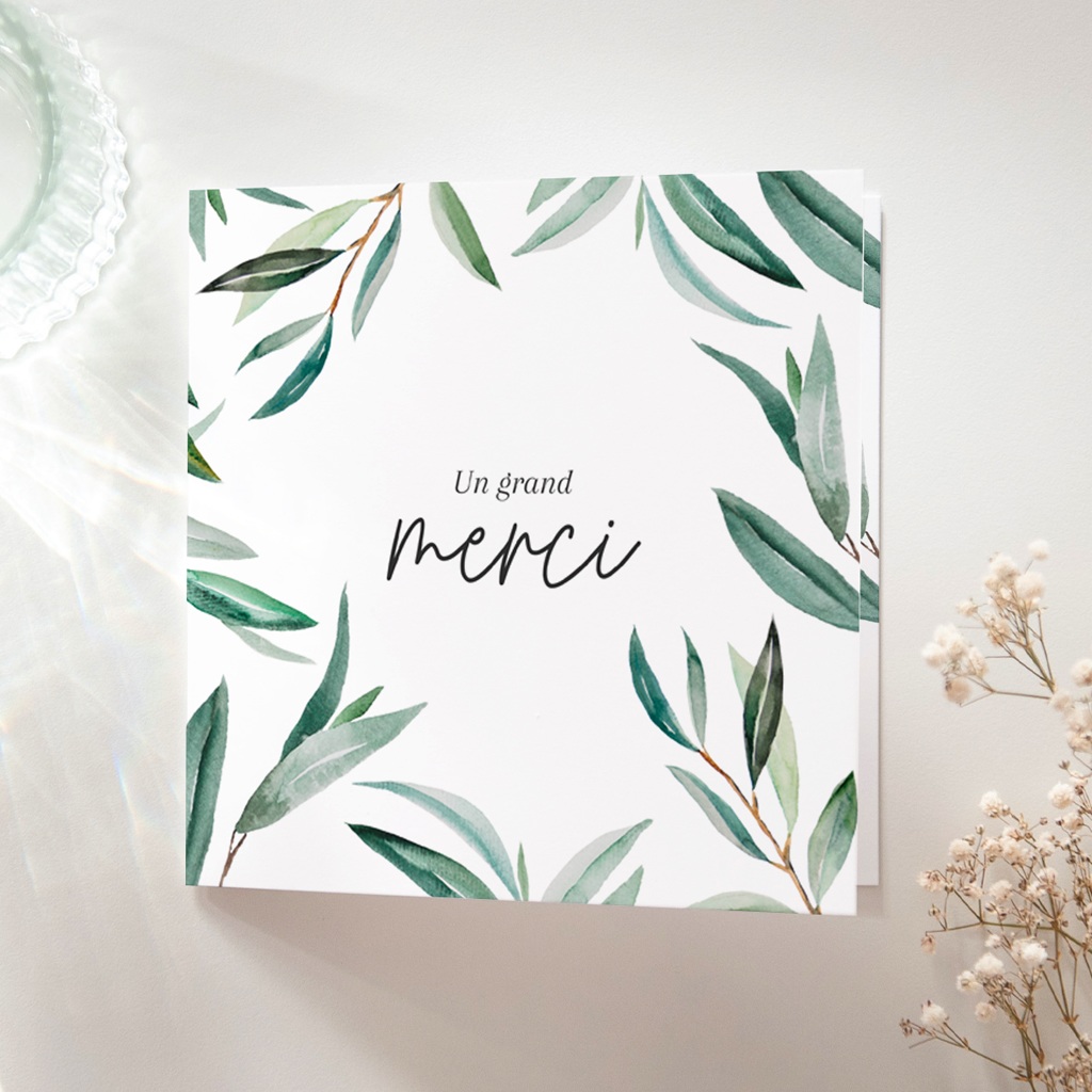Carte de remerciement mariage Rameaux d’Amour