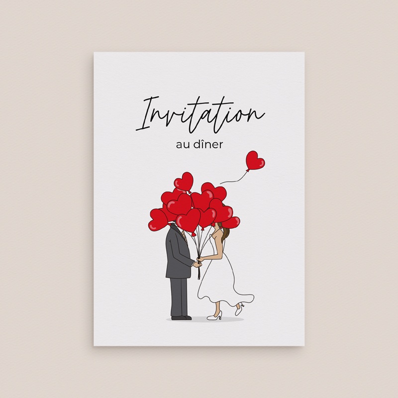 Carte d'invitation mariage Emportés par l’Amour gratuit