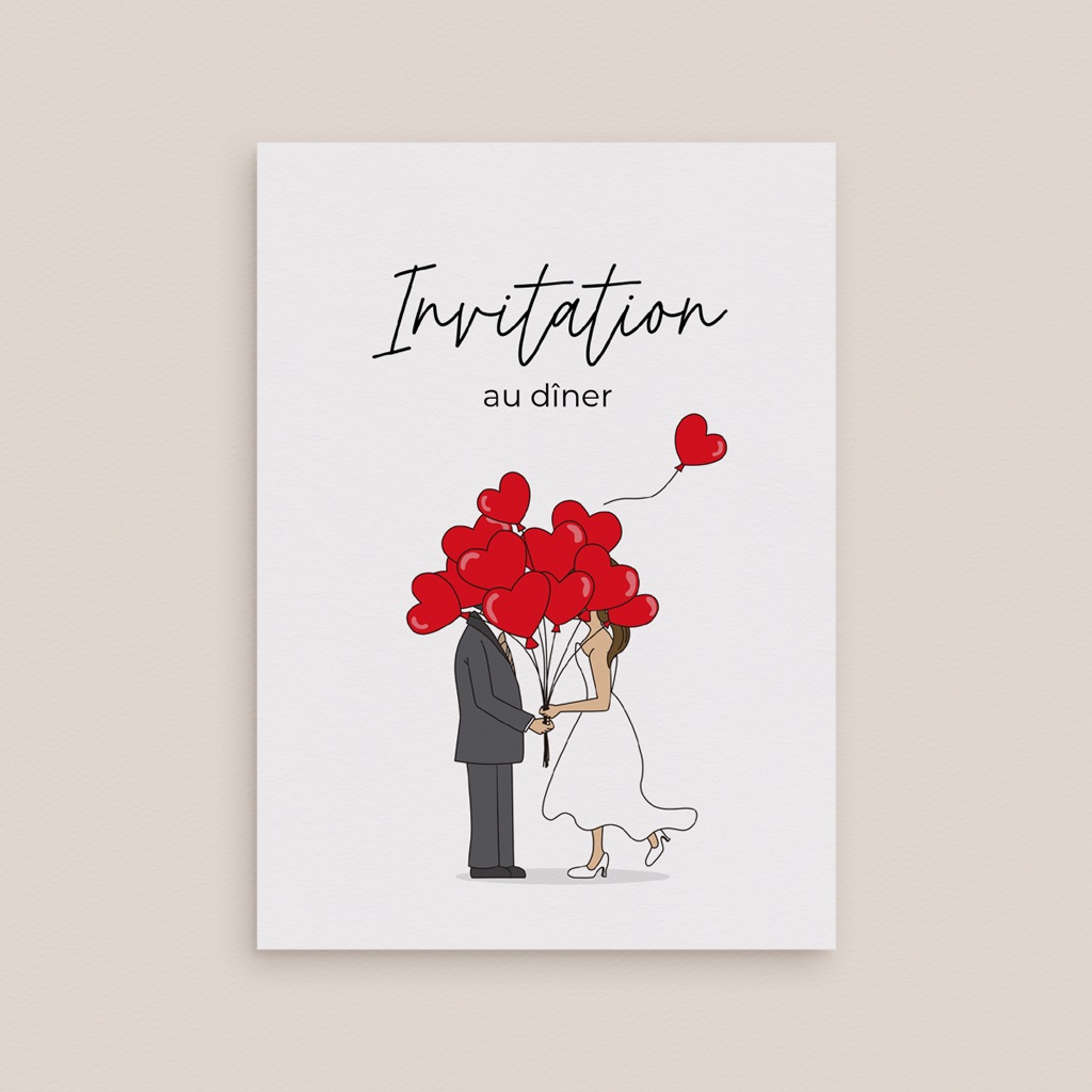 Carte d'invitation mariage Emportés par l’Amour gratuit