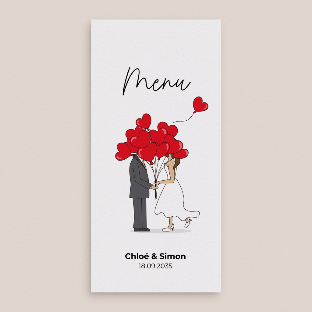 Menu mariage Emportés par l’Amour gratuit