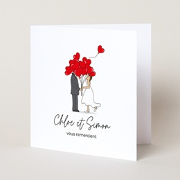 Carte de remerciement mariage Emportés par l’Amour pas cher