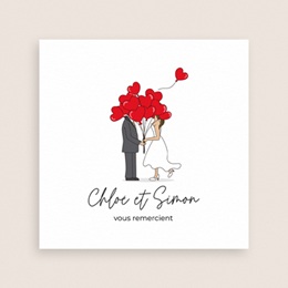 Carte de remerciement mariage Emportés par l’Amour gratuit