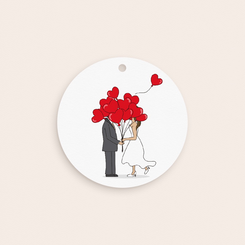 Etiquettes cadeaux mariage Emportés par l’Amour pas cher