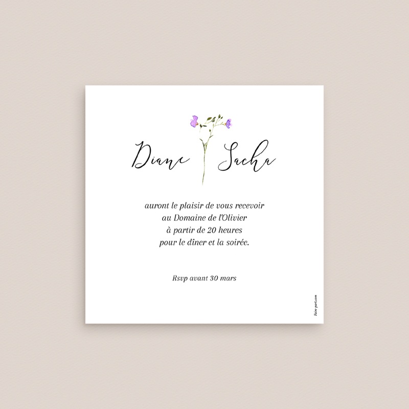 Carte d'invitation mariage Floralement Vôtre pas cher