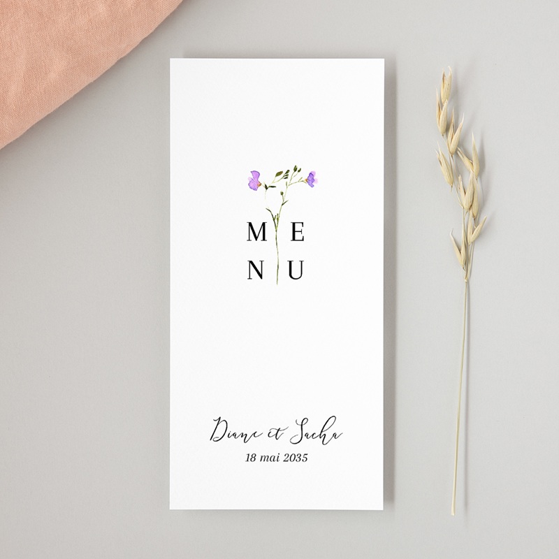 Menu mariage Floralement Vôtre