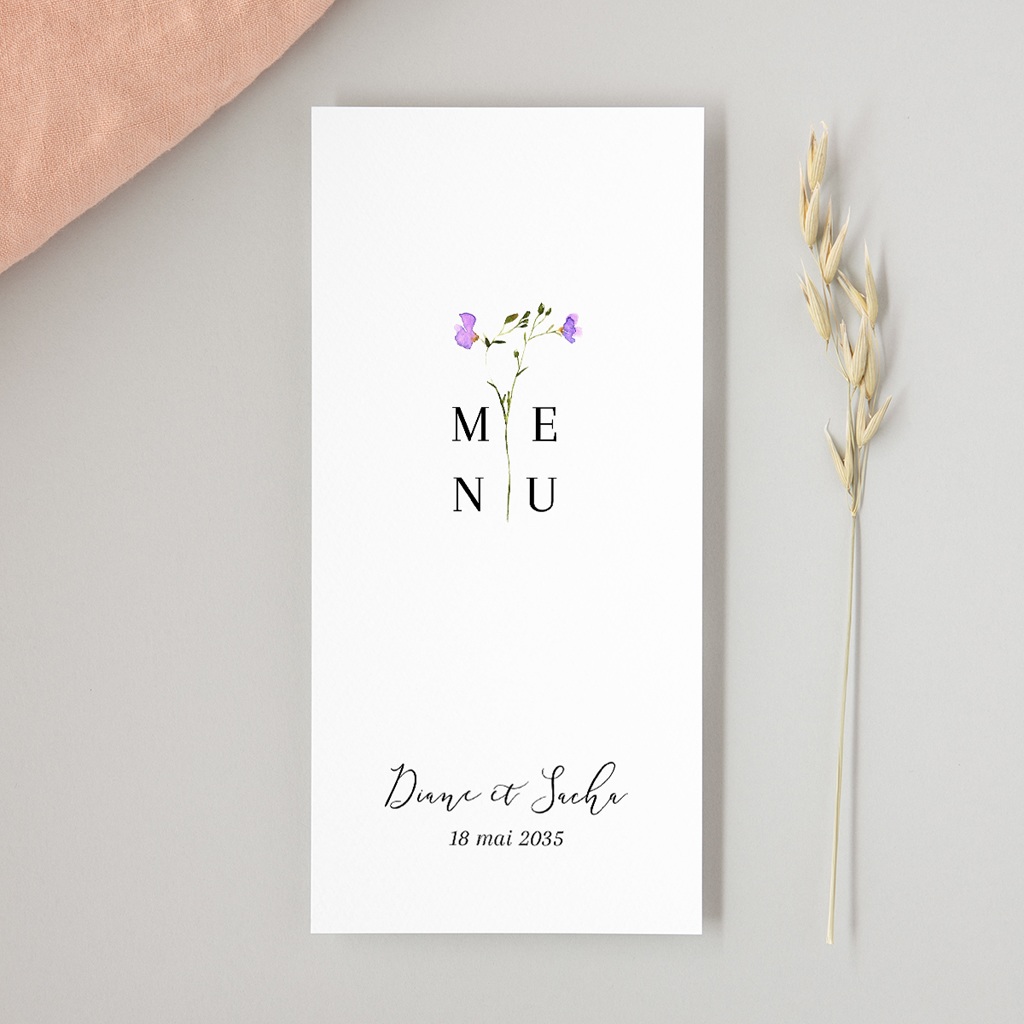 Menu mariage Floralement Vôtre