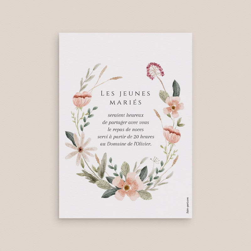 Carte d'invitation mariage Fleurs de Bonheur pas cher