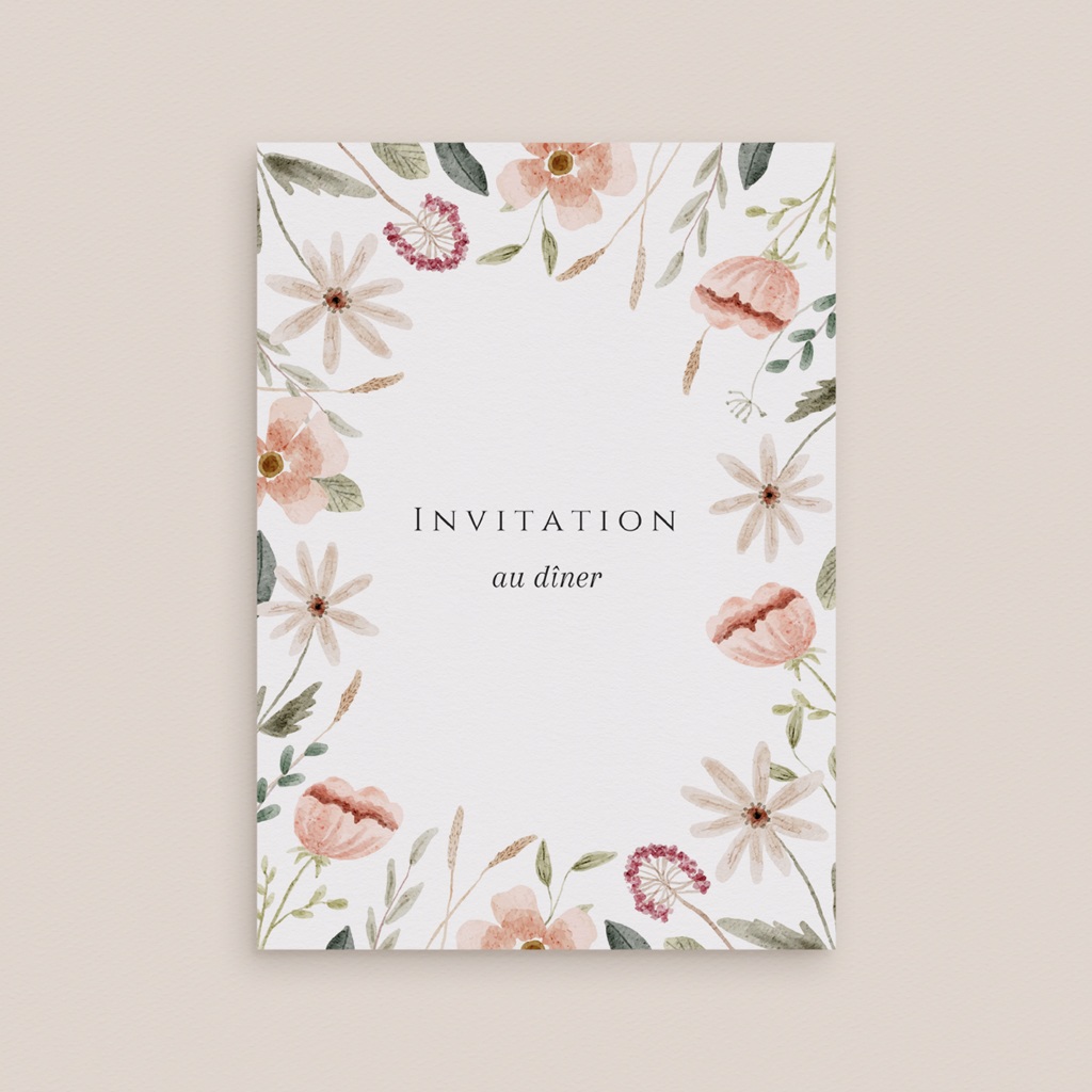 Carte d'invitation mariage Fleurs de Bonheur gratuit