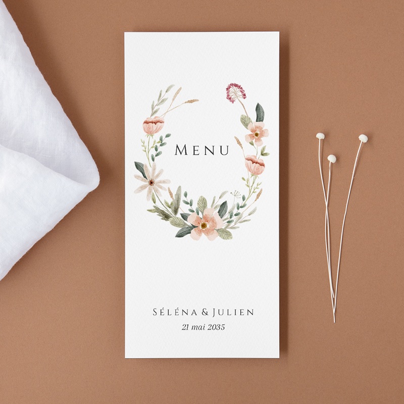 Menu mariage Fleurs de Bonheur