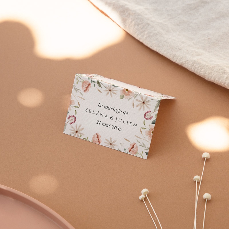 Marque-place mariage Fleurs de Bonheur