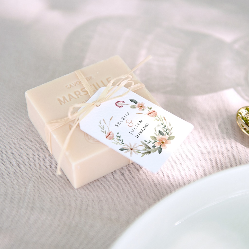 Etiquettes cadeaux mariage Fleurs de Bonheur